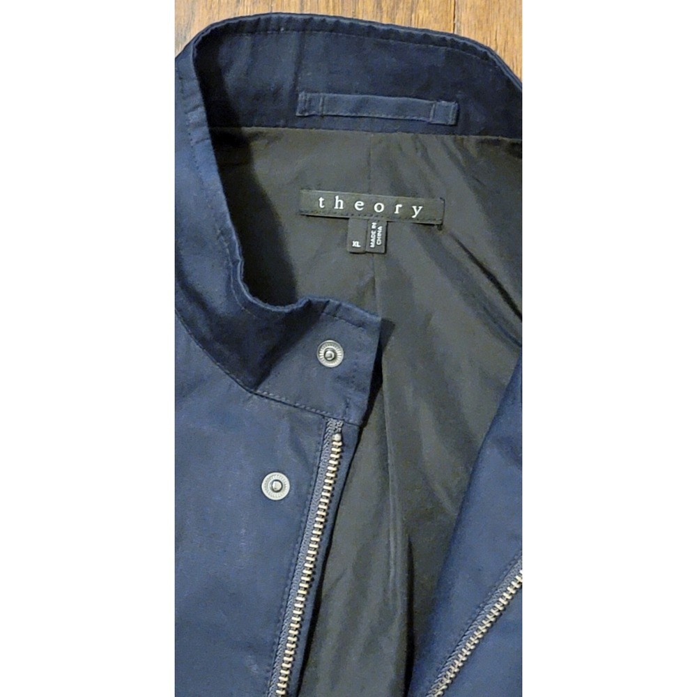 Theory Men's Eclipse Full Zip Over Shirt‎ Jacket men Sz XL Blue Side Pockets - Picture 4 of 9